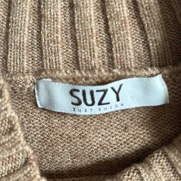 Camel Mock Neck Sweater | Ribbed Sweater - Picture 4 of 5